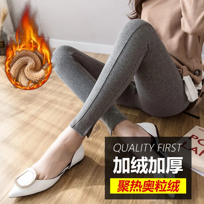 

Leggings for Pregnant Woman Low-Rise Pregnant Women Pants Abdominal Support-Long Pants Outer Wear Autumn Ninth Pants plus Velvet