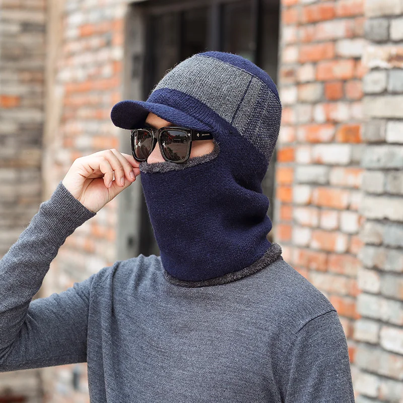 Winter Hat Scarf Skullies Beanies For Men Women Mask Thick Balaclava Earflap Wool Bonnet Male Beanie Hats Cap