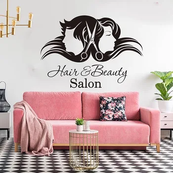

Large Hair Beauty Salon Fashion Woman Wall Sticker Hairstyle Barber Shop Beauty Hair Salon Wall Decal Vinyl Decor