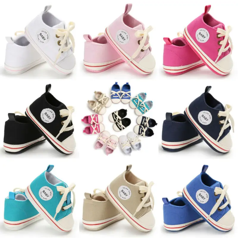  Baby Shoes Boy Girl Star Solid Sneaker Cotton Soft Anti-Slip Sole Newborn Infant First Walkers Todd
