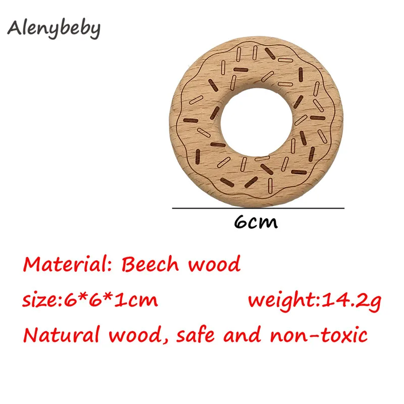 Donut-50pcs 50pcs DIY Baby Teether Toys Organic Natural Beech Wooden Hand Cut Toy Baby Wooden Teether Gift Wooden Personalized Pendent - Цвет: Donut-50pcs