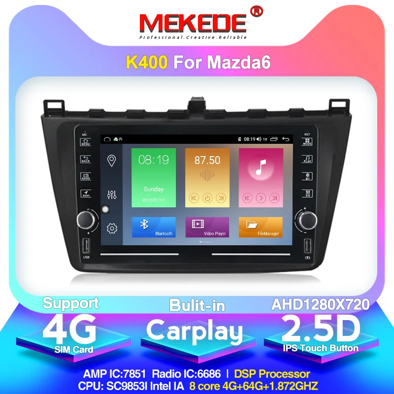 

MEKEDE K400 2DIN Car GPS Android 10.0 Car Head Unit Radio Multimedia Player for Mazda 6 2008 2009 2010 2011 2012 2013 2014 RDS