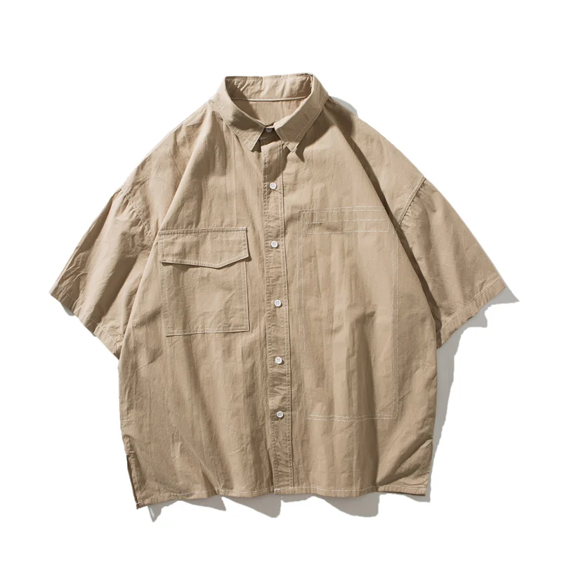 Мужская рубашка странные вещи camisa masculina с длинными рукавами Мужская гавайская рубашка одежда мужские льняные рубашки рубашка с коротким рукавом - Цвет: Хаки