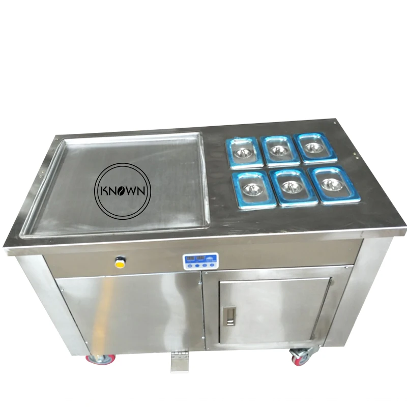 Commercial 450*450mm Single Cold 1 Square Pan 6 Freezer Fried Ice Cream