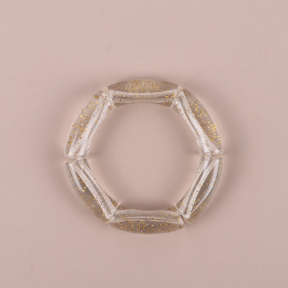 GOOJIDS Bracciale Rigido In Bambù Con Perline Colorate Acrilico, Elasticizzato, Regalo Donna, Medium, Argilla Polimerica - 5