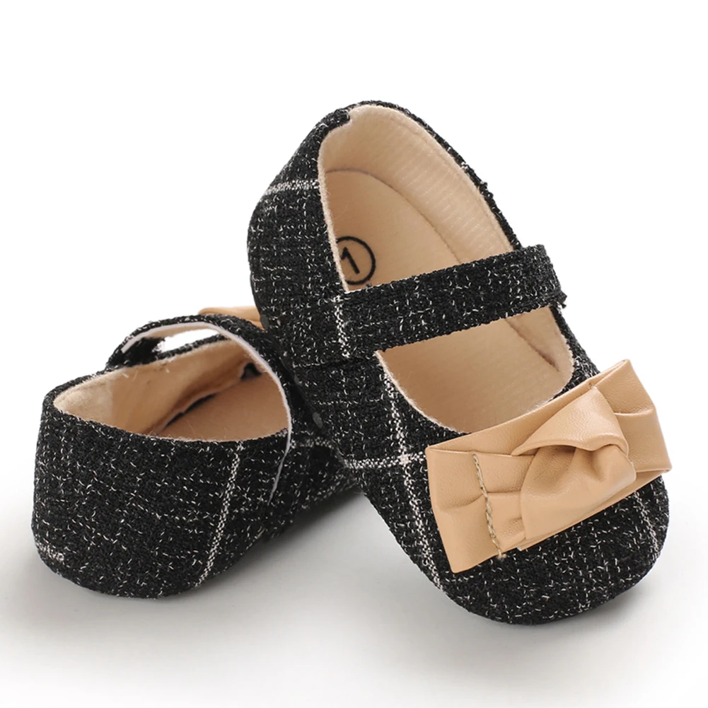 Новорожденных девочек туфли с бантиком для младенцев мягкие принцесса хлопка пинетки Нескользящие кроссовки