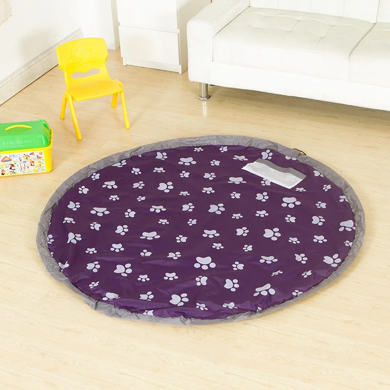 New Portable Baby Play Mat Toy Storage Bag Kids Playing Floor Blanket Mat Travel Picnic Mat Toy Organizer Drawstring Storage Bag - Цвет: Purple