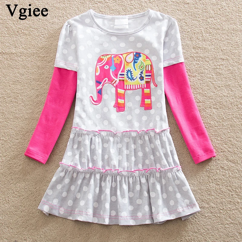 

Vgiee Baby Girl Clothes 2 To 7 Years Dresses Long Sleeve Fall Winter Clothing Cartoon for Elephant Little Girls Dresses CC563