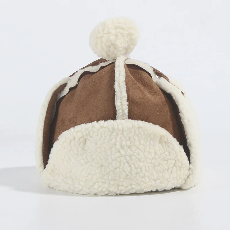 Искусственный кашемир ушанка россия зимние бейсболки женская шапка-бомбер с помпоном теплая уличная Лыжная шапка - Цвет: Coffee