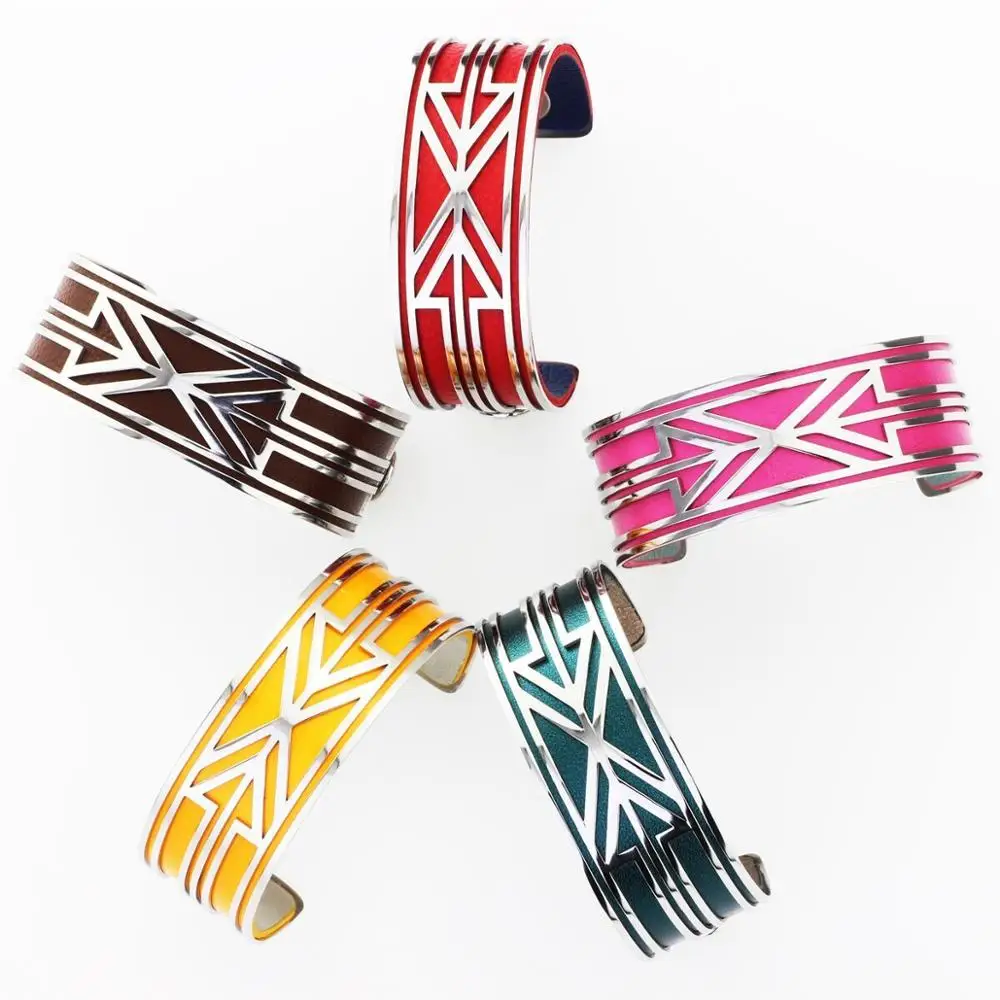 Cremo Stainless Steel Bracelet Bijoux Arm Cuff Bracelets  Manchette Interchangeable Leather  Bangles Arrow Symbol  For Women Ban