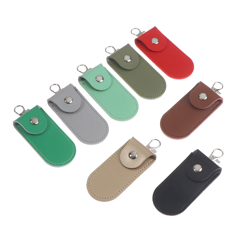 1pc Pouch Bag Case Protective Leather Key Ring For Usb Flash Drive