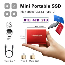 Disque dur externe SSD USB 3.1 type c Portable, 8 to, 6 to, 4 to, 2 to, nouveau 