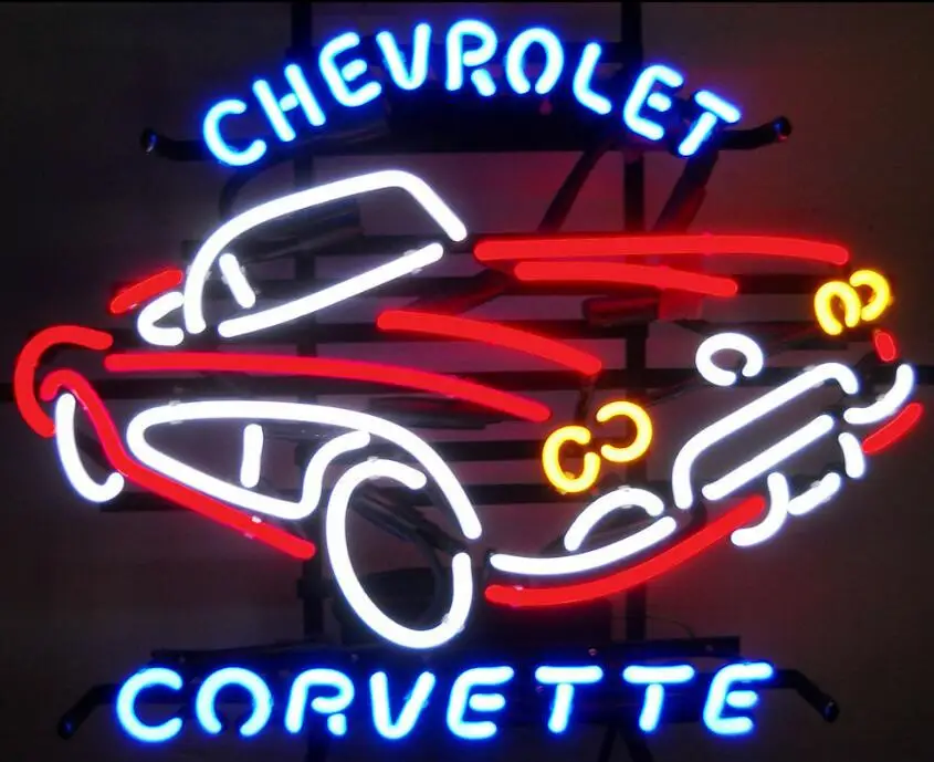 Chevrolet Corvette СТЕКЛО Неоновый свет знак пивной бар