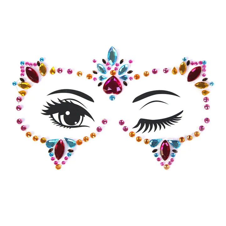 6  Colorful Rhinestone Jewelry Stickers For Women Fashion Diy Face Stickers Masquerade Party Diy Jewelry Marking Face Sticker