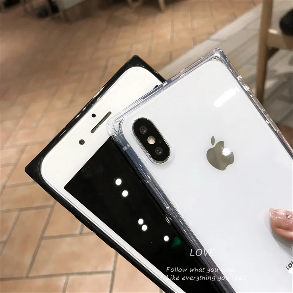 N1986N Телефон чехол для iPhone 6 6s 7 8 Plus X XR XS Max Модный квадратный дизайн противоударный прозрачный мягкий ТПУ для iPhone X чехол для телефона