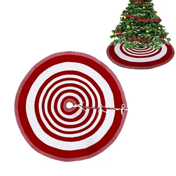 

122cm Christmas Tree Skirt Carpet Knitted Stripe Floor Mat Cover Merry Christmas Tree decor Base for New Year Party Accessories