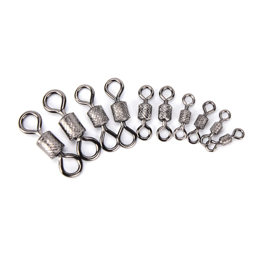 

50pcs Fishing Swivels Knurling Connector Ball Bearing Swivel With Safety Snap Solid Rolling Rings Fishhooks Accessories