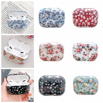 

flora Headphone Cases for AirPods PRO Case Luxury Colorful Flower Rose Pink Hard 3D Pattern Earphone Case for Apple Airpods PRO3