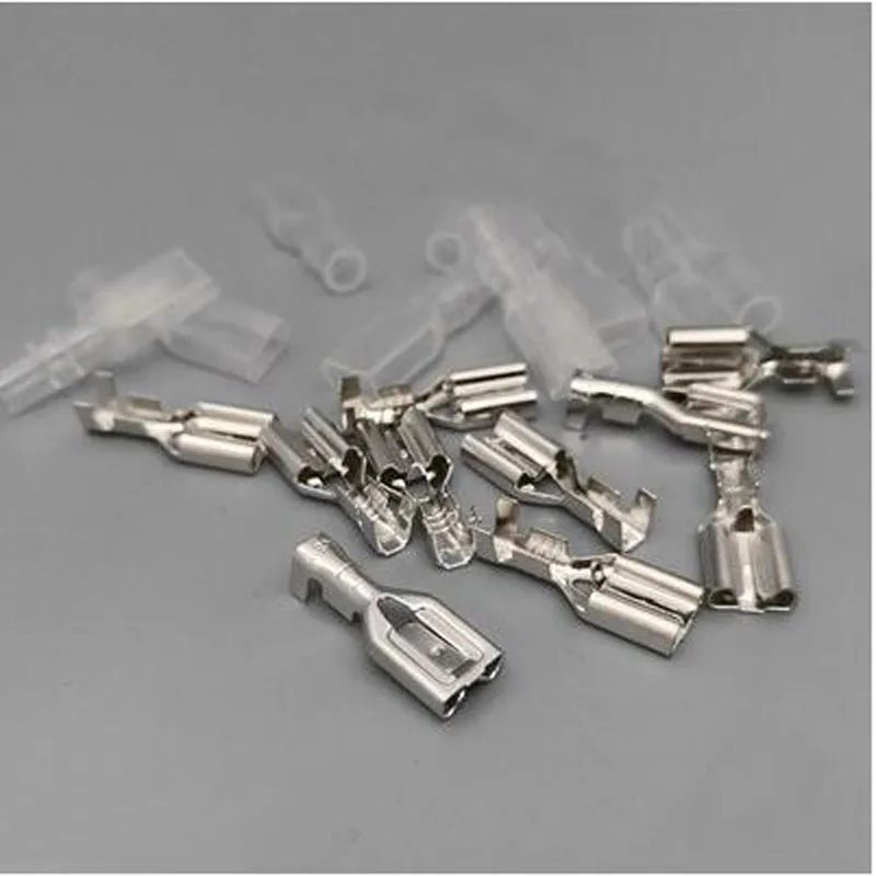 20Sets 6.3 Plug Spring Terminal with Lock Plug Spring Insert Cold Press Terminal Thickening Terminal 6.3 Plug Spring+ Sheath