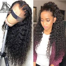 Покер лицо глубокая волна 360 Кружева Фронтальная человеческие волосы парики натуральный цвет бразильские волосы remy Предварительно сорванные 10-30 дюймов парик волна воды