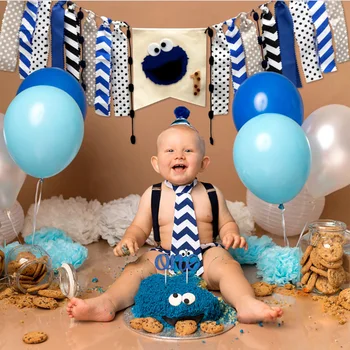 

Sesame Street Biscuit Monster Theme Set Baby Birthday Birthday Party Party Decoration Dining Chair Pull Banner