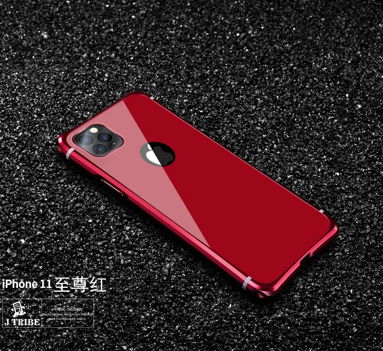 Роскошный металлический корпус для iphone 11 Pro Max, задняя крышка из закаленного стекла для iphone 11, алюминиевая рамка для iphone 11