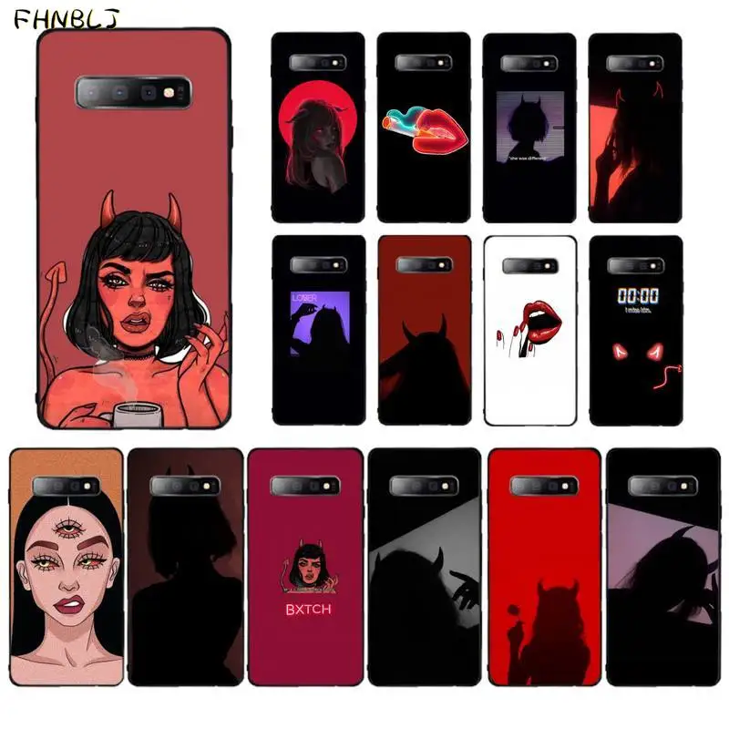 FHNBLJ Сексуальный Дьявол женщина мягкий черный чехол для телефона Samsung S10 5G S7 EDGE S8 S9