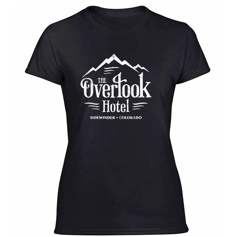 Футболка для мужчин и женщин с надписью Super the overlook,, базовая однотонная мужская футболка в стиле Харадзюку, размер S-5xl - Цвет: Women-Black