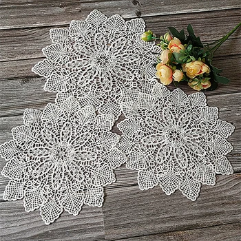 

NEW White Lace Round Embroidery Table Place Mat Christmas Pad Cloth Placemat Cup Mug Dining Tea Coaster Coffee Doily Kitchen