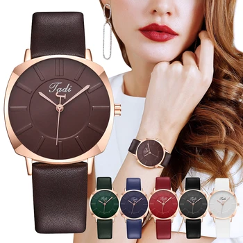

Tadi Brand Women Simple Square Watches Casual Ladies Leather Quartz Analog Watches Reloj Mujer For Gift Clock