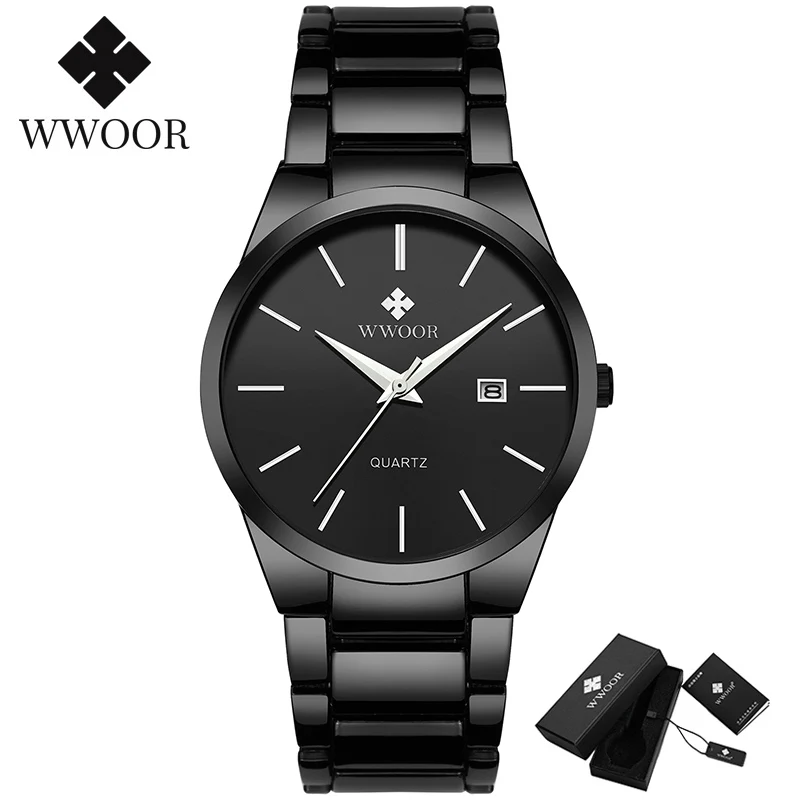 Watch Men WWOOR Top Brand Luxury Stainless Steel Waterproof Date Quartz Clock Mens Fashion Sports Business Wrist Watch Male Xfcs