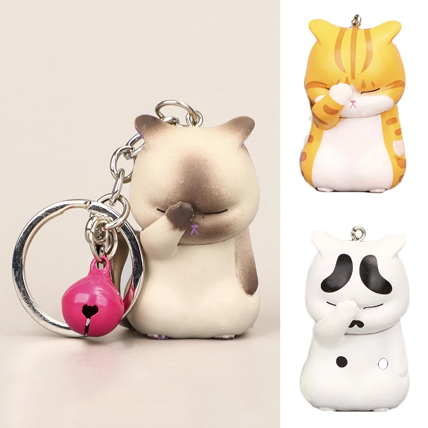 

Cartoon Cat Keychains pendant cute Car Keyring Decoration Ornament Gift Unisex Kitten Trinket Keyfob Keys chains