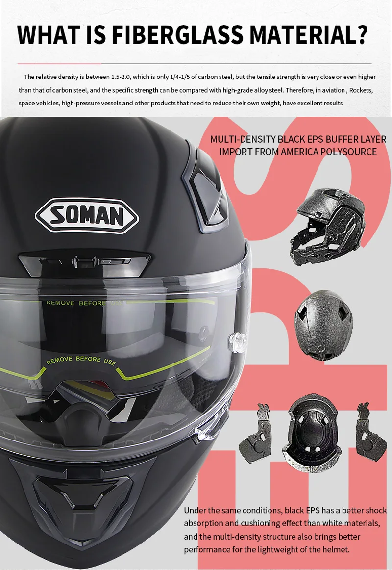 M A6) Casque de moto complet en plein visage Coublement lavable avec