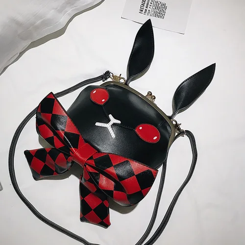 red Harajuku, волшебный кролик, Банни, клетчатый бант, кожаный кошелек, сумка через плечо, сумки через плечо, Женский кошелек из искусственной кожи, клатч, косплей, вечерние сумки - Цвет: red