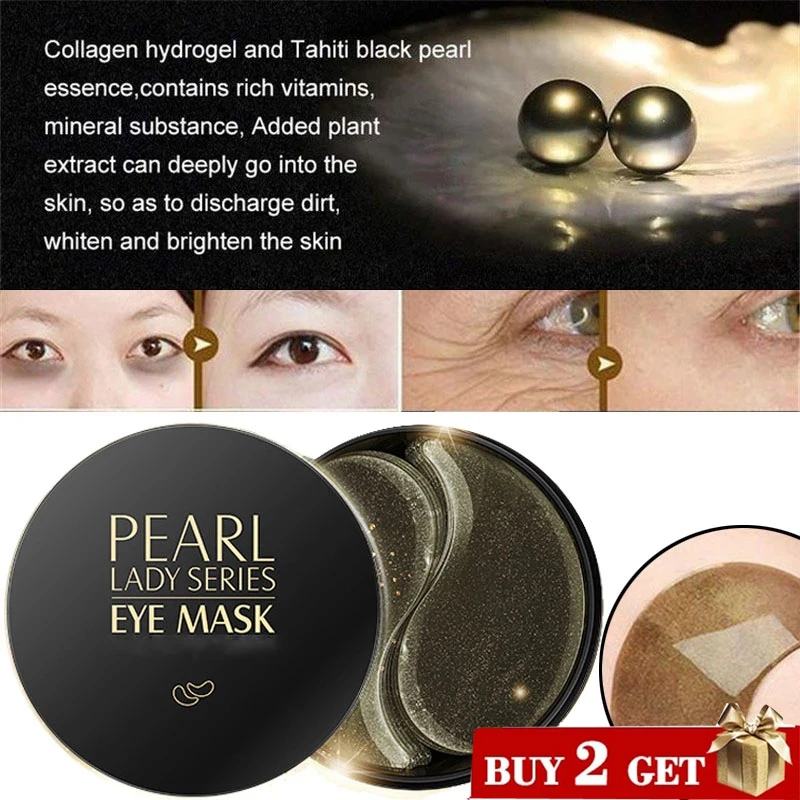 60PCS Black Pearl Eye Mask Moisturizing Collagen Eye Patches Remove