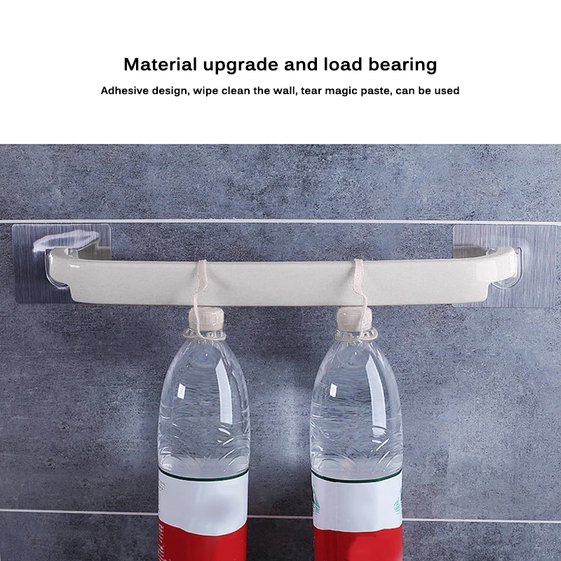 Bathroom Towel Hanger Plastic Towel Holder Bath Kitchen Hotel Self Adhesive Hanging Rail Bathroom Supplies Rod Organiser Rack