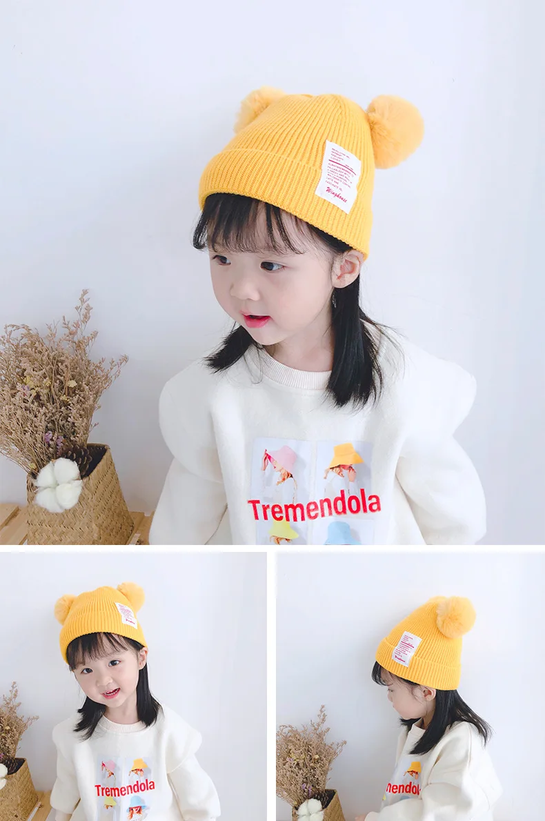 Корейская коллекция года, новая модная осенне-зимняя детская вязаная шапка, удобная гибкая мягкая бандана бафф для мальчиков и девочек, кепка с регулировкой размера