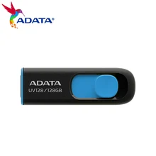ADATA-unidad Flash USB 3,2 de 128GB, Pendrive retráctil sin tapa, 64GB, UV128, 32GB, 16GB, alta velocidad, para PC