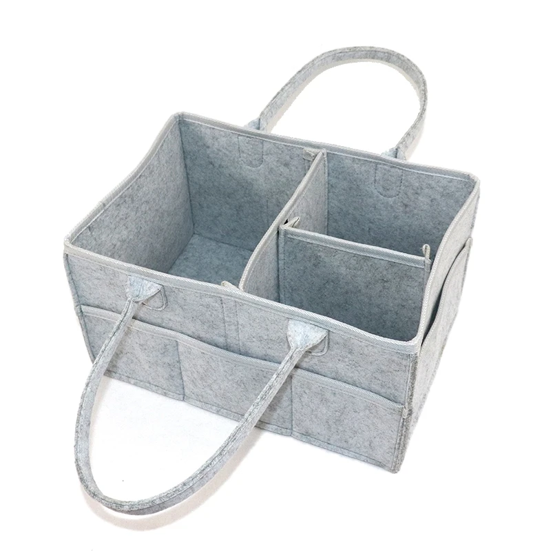 

Baby Diaper Caddy Organizer Folding Storage Bin for Changing Table Tote Bag Portable Car Travel Storage Basket Light Gray