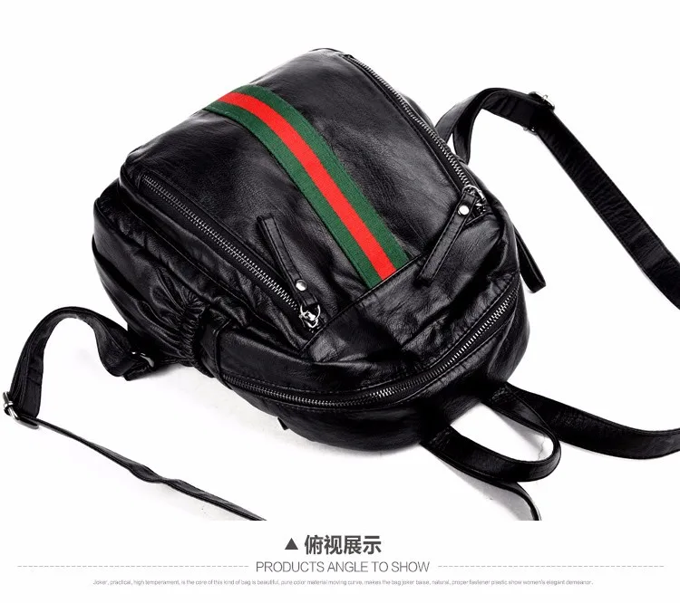 Fashion Backpack Women's Washed Leather Casual Backpack Women's Korean-style Mommy School Bag Fashion Versatile Soft Leather 201