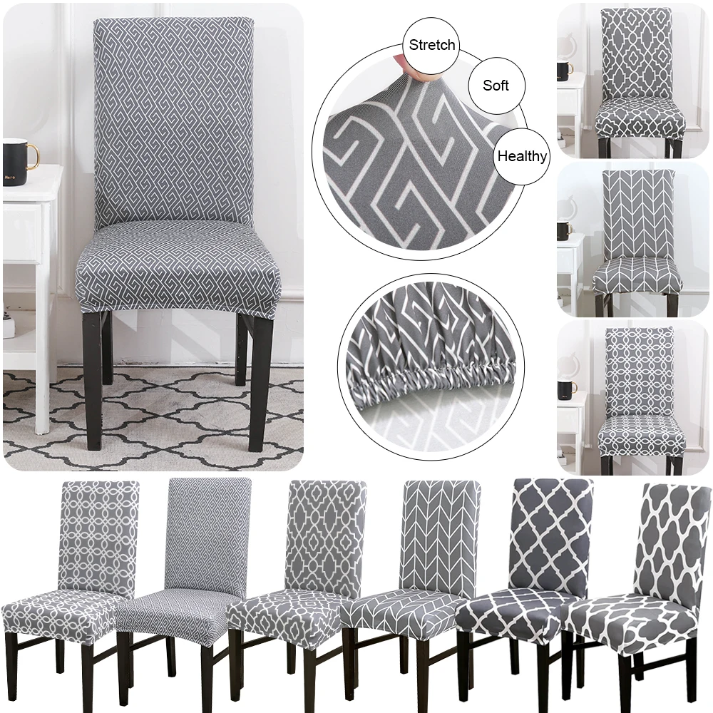 Серый чехол для стула с принтом, универсальный размер, чехлы для сидений, Защитные чехлы для сидений, чехлы для гостиничного банкета, украшения для дома