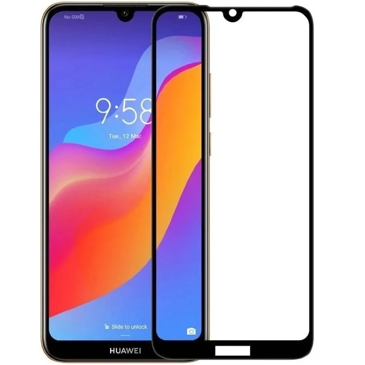 Защитное стекло &quotПолное покрытие&quot для Huawei Y6 2019/Y6s/Honor 8A/8A Pro Черное Салфетки в