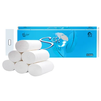 

Soft Skin-Friendly Papers White Tissue Household Kitchen Bathroom Four-Layer Roll Paper 12 Roll a pack Soft Toilet Paper Towels