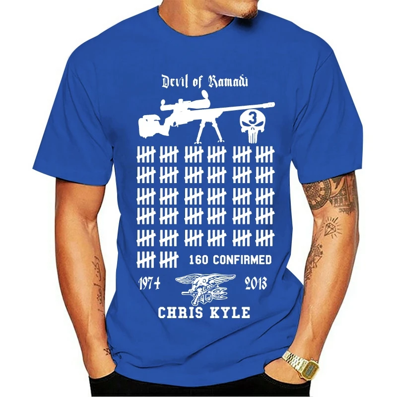 Футболка с принтом дьявола Рамади Криса Кайла американского снайпера CPO круглая
