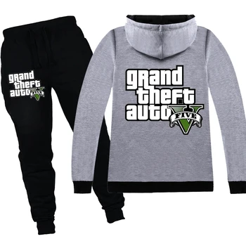 

gray gta 5 Wrestler kids Boys Girls autumn suit Grand Theft Auto Long Sleeve +trousers Christmas coat Game Creeper thanksgiving