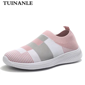 

TUINANLE Quality Mesh Sneakers Women Colorful Vulcanized Shoes Sock Ladies Autumn Slip on Flat Shoes Plus Size Loafers Walking