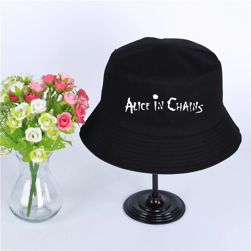

Alice In Chains Logo Summer Hat Women Mens Panama Bucket Hat Alice In Chains Design Flat Sun Visor Fishing Fisherman Hat
