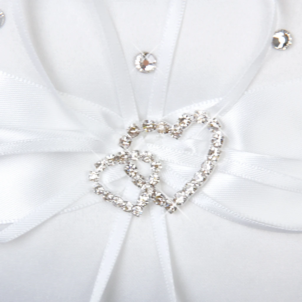 With All My Heart Crystal Diamante Wedding Ring Bearer Pillow White 15cm X15cm | Дом и сад