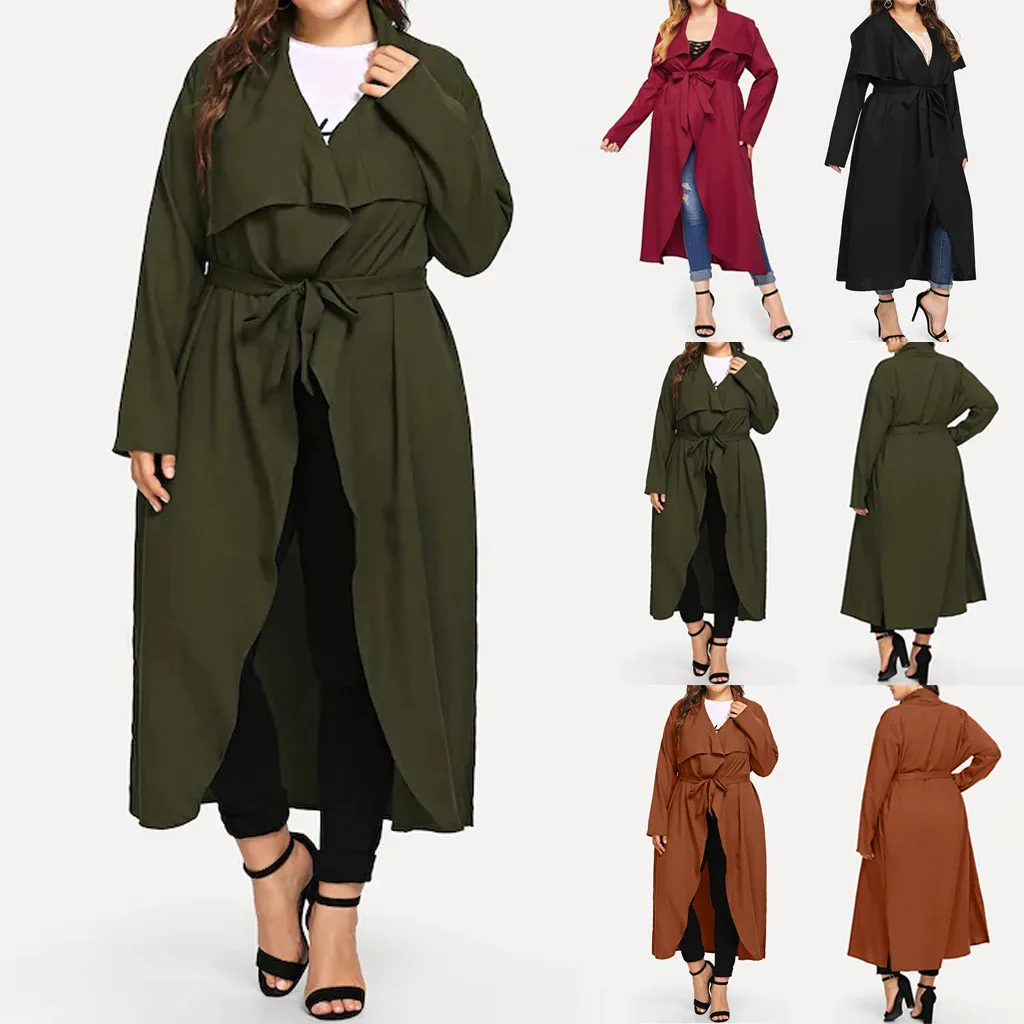 

Fashion Women Casual Plus Size Solid Bandage Irregular Loose Outwear Coat Loose Mini Party Vestidos Plus Size 5XL Tunic Sundress