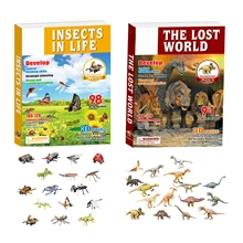 Puzzle 3D en bois coloré de dinosaure d'insecte, jouet éducatif pour enfants, matériel fait à la main de l'école primaire